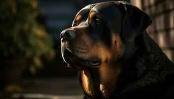 de raça pura cachorro sentado, olhando às Câmera atentamente gerado de ai foto