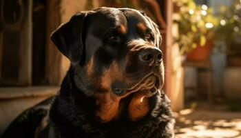de raça pura canino retrato fiel guarda cachorro sentado alerta gerado de ai foto