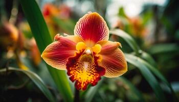 exótico traça orquídea floresce com vibrante elegância gerado de ai foto