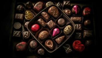 indulgente gourmet chocolate Brigadeiro presente caixa variedade gerado de ai foto