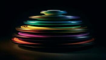 fiação círculo do vibrante cores, iluminado pano de fundo gerado de ai foto