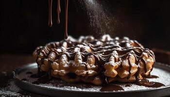 uma rústico prato do caseiro chocolate sobremesas gerado de ai foto