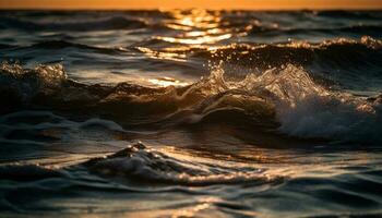 Sol beijou ondas refletir beleza dentro natureza tranquilidade gerado de ai foto
