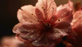 vibrante Rosa hibisco florescer, molhado com orvalho gerado de ai foto