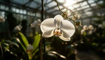 fresco traça orquídea Flor traz elegância dentro de casa gerado de ai foto