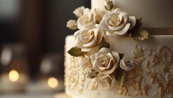 elegante ramalhete do fresco flores para Casamento celebração gerado de ai foto