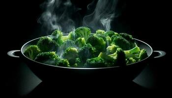 saudável refeição cozido no vapor brócolis e couve-flor com orgânico legumes gerado de ai foto