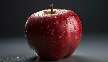 suculento vermelho maçã reflete frescor do orgânico saudável estilo de vida lanche gerado de ai foto