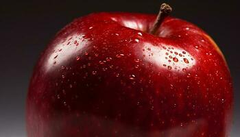 suculento maçã solta reflete frescor do orgânico natureza em Preto fundo gerado de ai foto