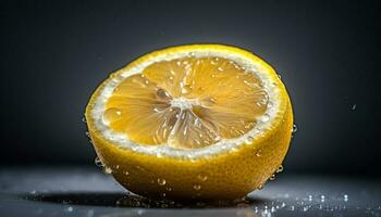 suculento citrino fatia reflete vibrante natureza dentro refrescante verão beber gerado de ai foto