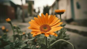 vibrante gerbera margarida Flor dentro formal jardim, uma presente do natureza gerado de ai foto