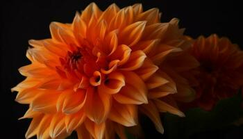 vibrante pétalas do multi colori dália Flor dentro Preto fundo gerado de ai foto
