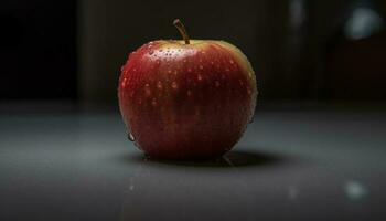 suculento maçã reflete natureza frescor dentro uma macro ainda vida gerado de ai foto