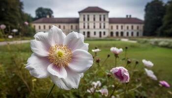 fresco flores decorar a Prado, uma colorida natureza ramalhete gerado de ai foto