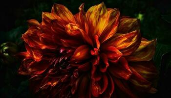 vibrante colori dália, uma solteiro flor dentro uma formal jardim gerado de ai foto
