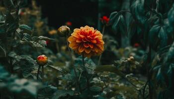 vibrante amarelo margarida, uma solteiro flor dentro uma verde Prado gerado de ai foto