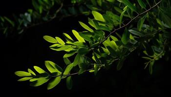 vibrante verde folhagem dentro tropical floresta tropical, uma natural decoração gerado de ai foto