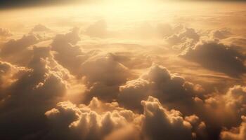 vibrante céu, natureza beleza, horizonte brilha dentro panorâmico Visão gerado de ai foto