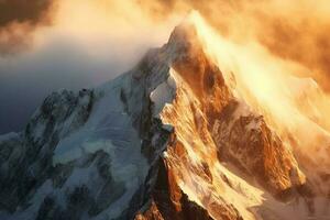 foto ofa áspero alpinista alpino pico. ai generativo