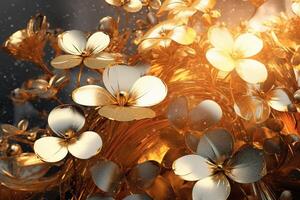dourado flores dentro cheio florescer. ai generativo foto