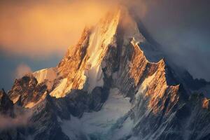 foto ofa áspero alpinista alpino pico. ai generativo