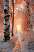 deslumbrante fotografia do uma congeladas floresta. ai generativo foto