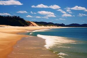 azul céu e arenoso de praia. ai generativo foto