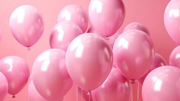 aniversário conceito, luz Rosa balão cheio fundo. generativo ai foto
