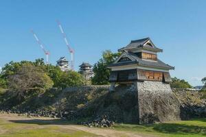 debaixo construção Kumamoto castelo depois de terra terremoto, kumamoto, kyushu, Japão foto