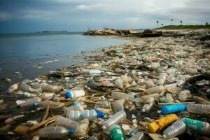 ai gerado usar do plástico é uma principal contribuinte para de Meio Ambiente poluição e necessidades para estar endereçado imediatamente. foto