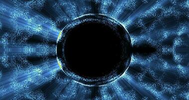 abstrato fundo do a enérgico azul Magia anel do brilhando partículas e uma onda do energia foto