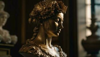 nu mulher estátua simboliza antigo espiritualidade e beleza gerado de ai foto