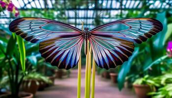 vibrante borboleta asa dentro multi colori padrão, uma verão beleza gerado de ai foto