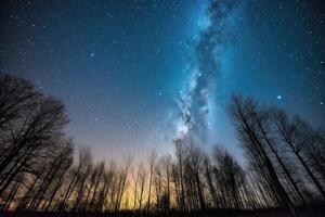 ai gerado a estrelado céu acima parece para ir em para sempre com incontáveis alfinetadas do luz foto