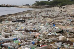 ai gerado usar do plástico é uma principal contribuinte para de Meio Ambiente poluição e necessidades para estar endereçado imediatamente. foto