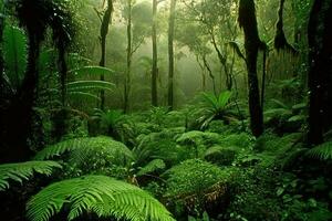 ai gerado floresta tropical é frequentemente referido para Como a pulmões do a terra Porque do Está habilidade para produzir oxigênio. foto