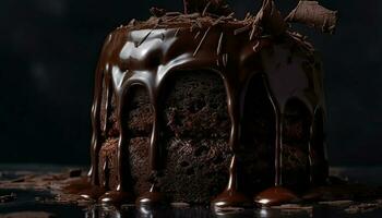 caseiro chocolate doce de açúcar Brownie, uma doce indulgência em madeira mesa gerado de ai foto