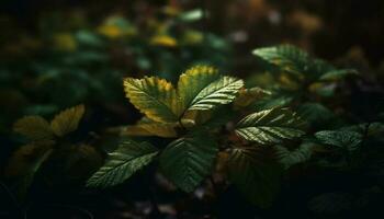 vibrante outono folhagem em não cultivado bordo árvore dentro tranquilo floresta gerado de ai foto