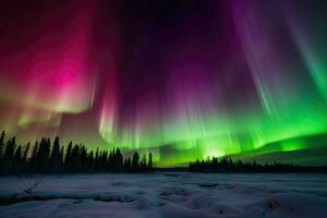 ai gerado aurora boreal danças através a céu dentro uma tirar o fôlego exibição do cor. foto