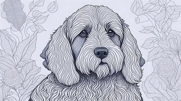 Preto e branco ilustração do cachorro. coloração livro anti estresse para crianças e adultos. ilustração isolado em branco fundo - generativo ai tecnologia foto