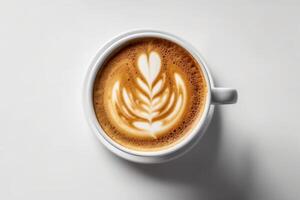 estoque foto do misturar uma copo cappuccino café com leite Mais motivo topo Visão Comida fotografia generativo ai
