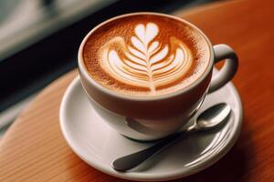 estoque foto do misturar uma copo café café com leite Mais motivo topo Visão Comida fotografia generativo ai