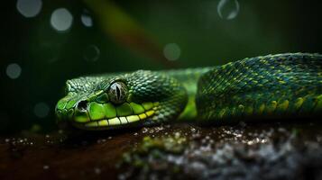 selvagem natureza venenoso víbora língua espiral cobras dentro fechar acima retrato gerado de ai foto