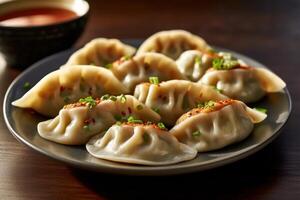 mandu ou mandoo estão dumplings dentro coreano cozinha fotografia generativo ai foto