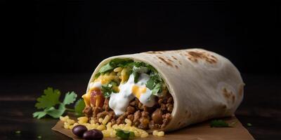 colombiano vegetariano burrito em uma mesa. generativo ai. foto