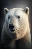 ártico Urso retrato em Sombrio fundo. ai generativo foto