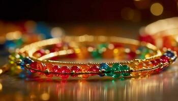 brilhante joia, vibrante cores, indiano cultura, precioso gemas gerado de ai foto