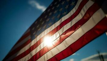 acenando americano bandeira simboliza patriotismo e liberdade gerado de ai foto