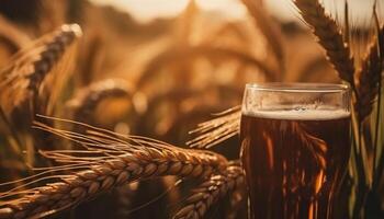 dourado trigo e cevada preparar espumoso Cerveja gerado de ai foto