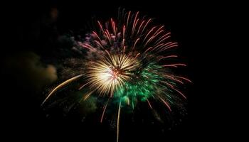 Julho explosivo exibição inflama alegria com multi colori fogo de artifício desempenho generativo ai foto